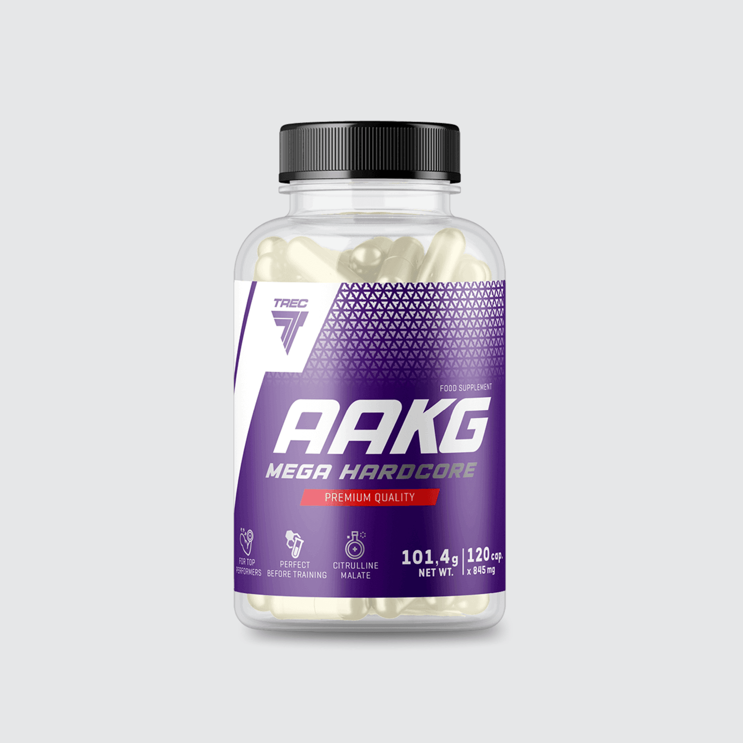 TREC NUTRITION AAKG Mega Hardcore | 120 Capsules | With L-Arginine Alpha-Ketoglutarate & Citrulline Malate - QIMIA NUTRITION