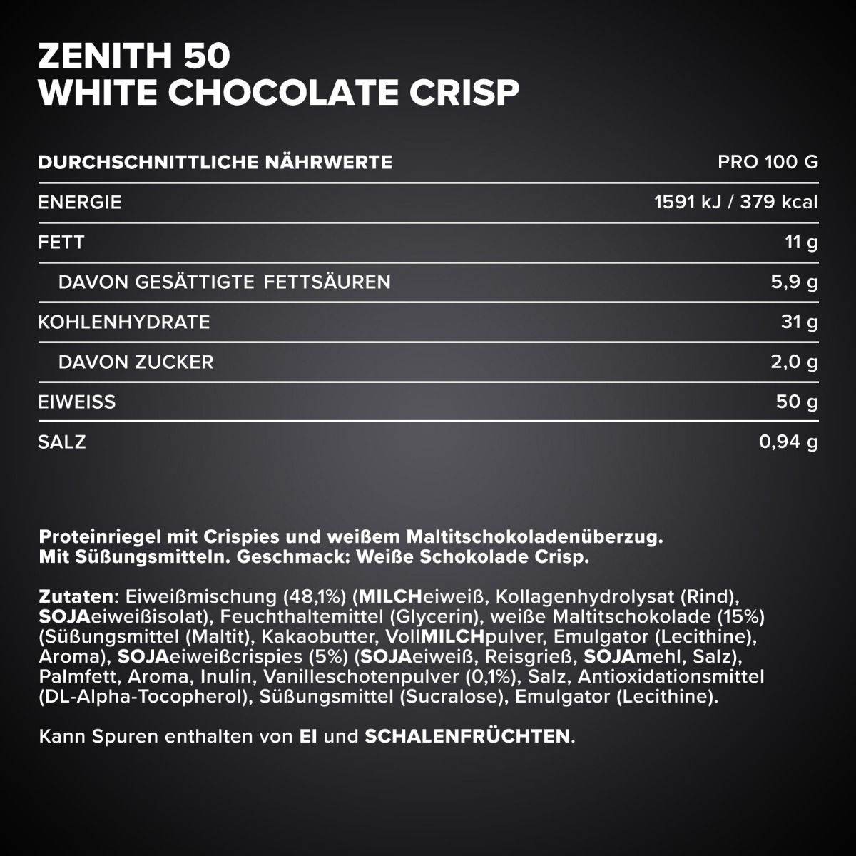 IRONMAXX ZENITH 50 Protein Bar 45g | 50% Protein, Low Sugar - QIMIA NUTRITION