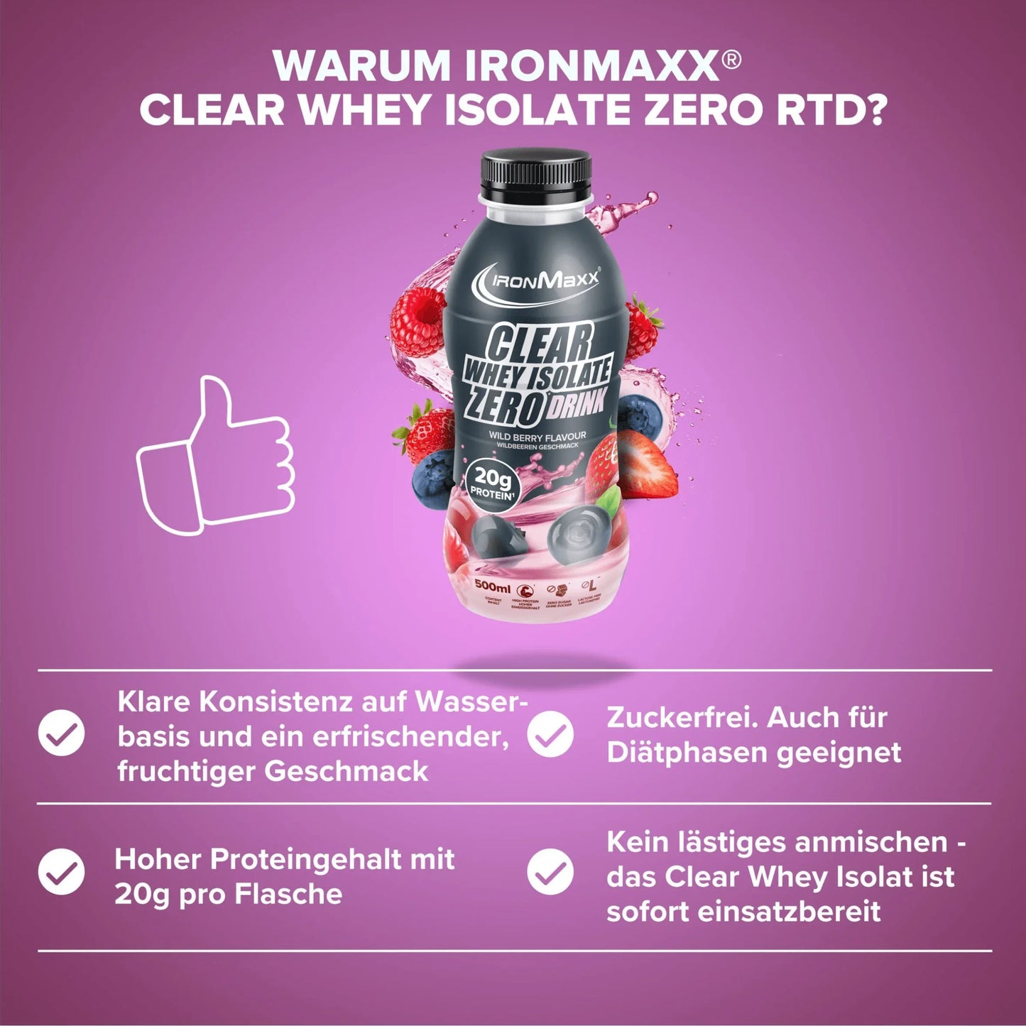 CLEAR WHEY ISOLATE ZERO RTD | 500ml - Qimia Nutrition
