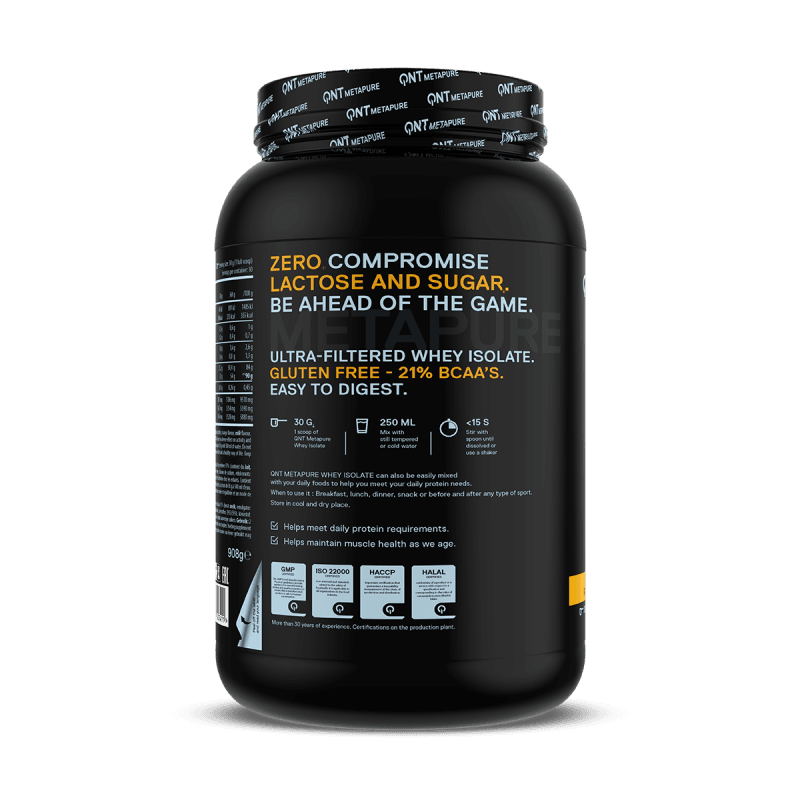 QNT METAPURE WHEY ISOLATE ZERO CARB Protein Powder | 980g | 90% Isolate - multiple flavours - QIMIA NUTRITION