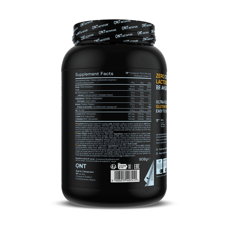 QNT METAPURE WHEY ISOLATE ZERO CARB Protein Powder | 980g | 90% Isolate - multiple flavours - QIMIA NUTRITION