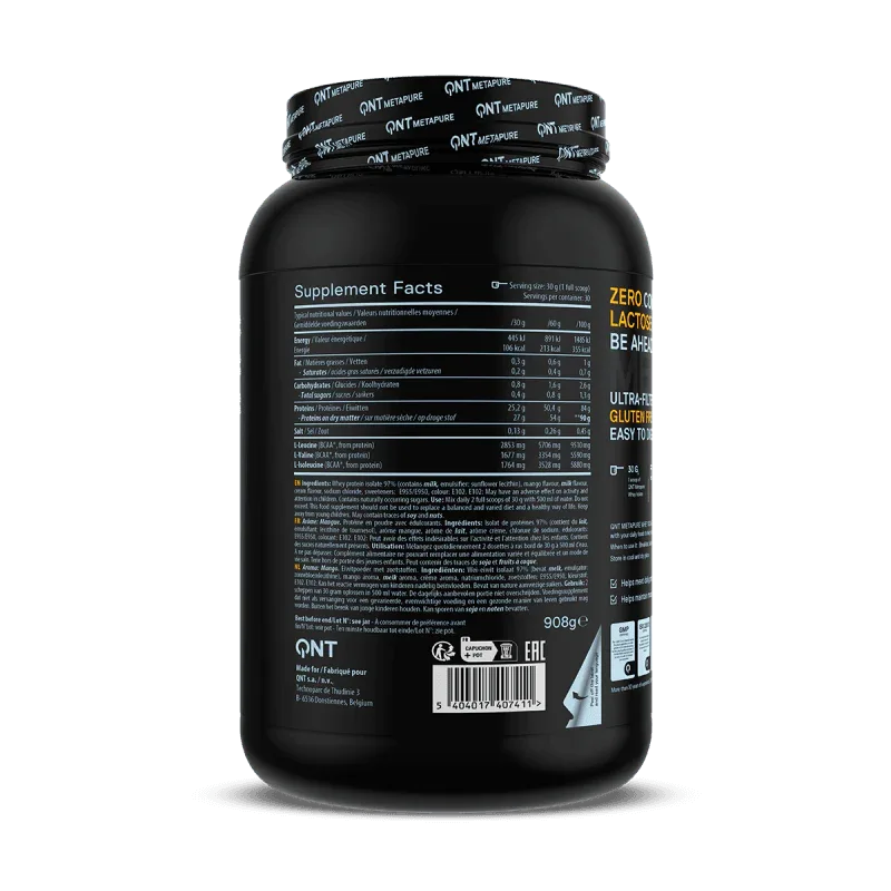 Metapure Whey Isolate | 908g, Zero Carb Protein - Qimia Nutrition