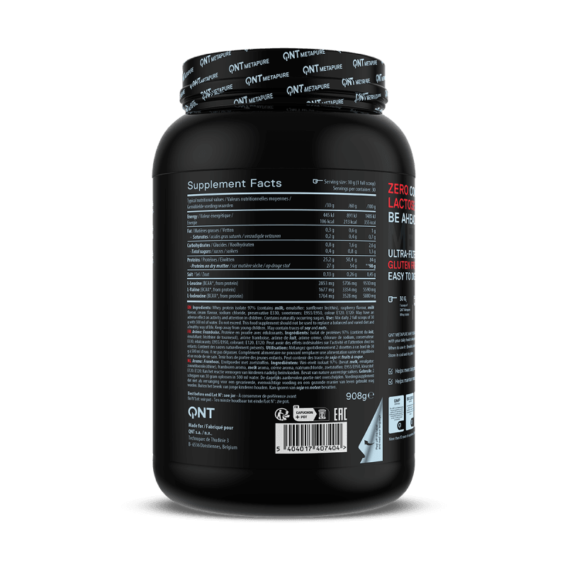 QNT METAPURE WHEY ISOLATE ZERO CARB Protein Powder | 980g | 90% Isolate - multiple flavours - QIMIA NUTRITION