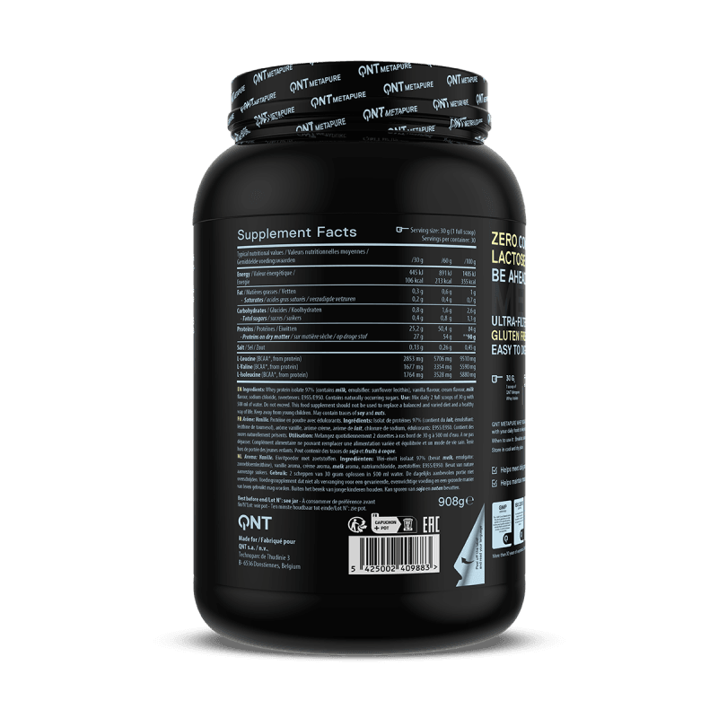 QNT METAPURE WHEY ISOLATE ZERO CARB Protein Powder | 980g | 90% Isolate - multiple flavours - QIMIA NUTRITION