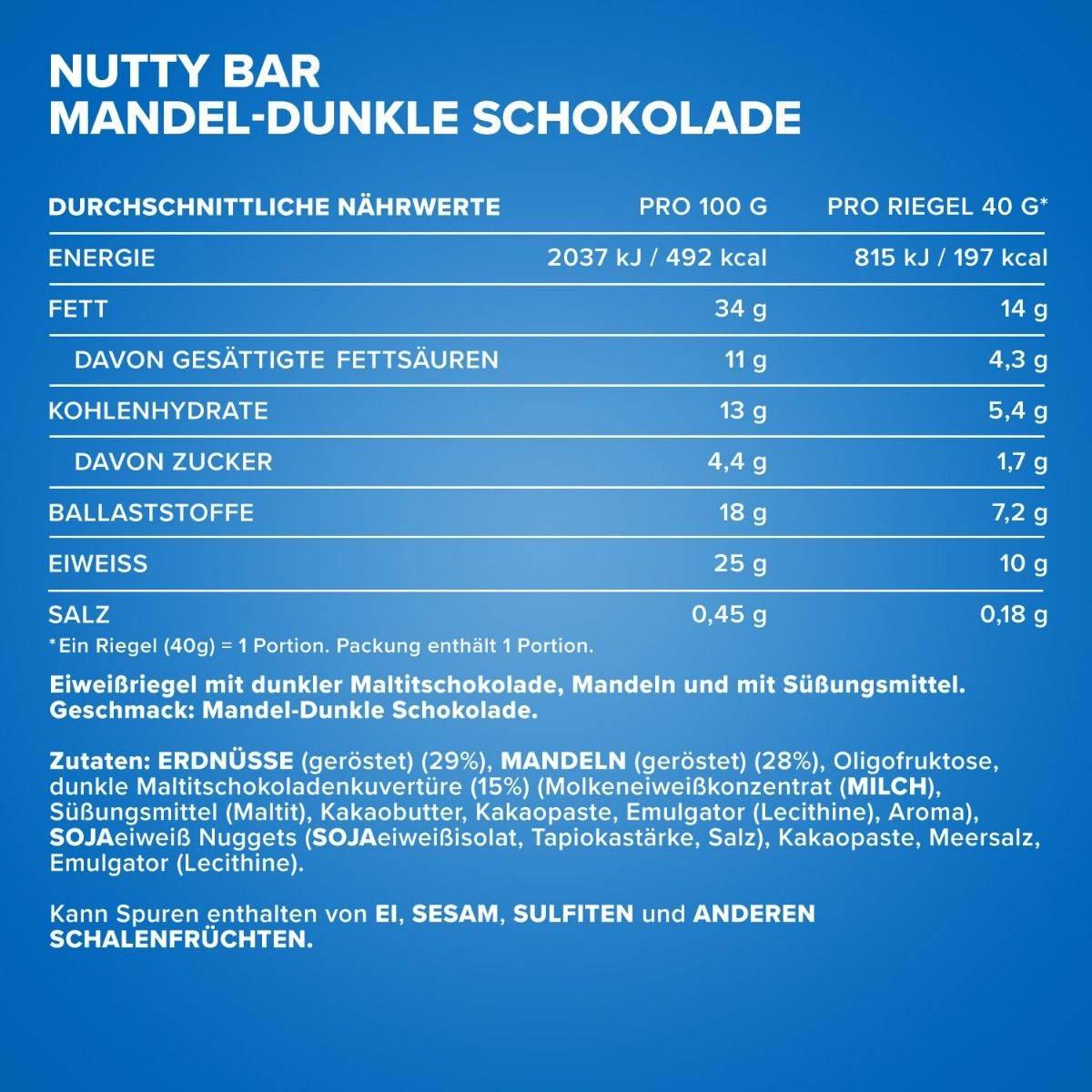Nutty Bar 40g, pack of 12 | high protein content - Qimia Nutrition