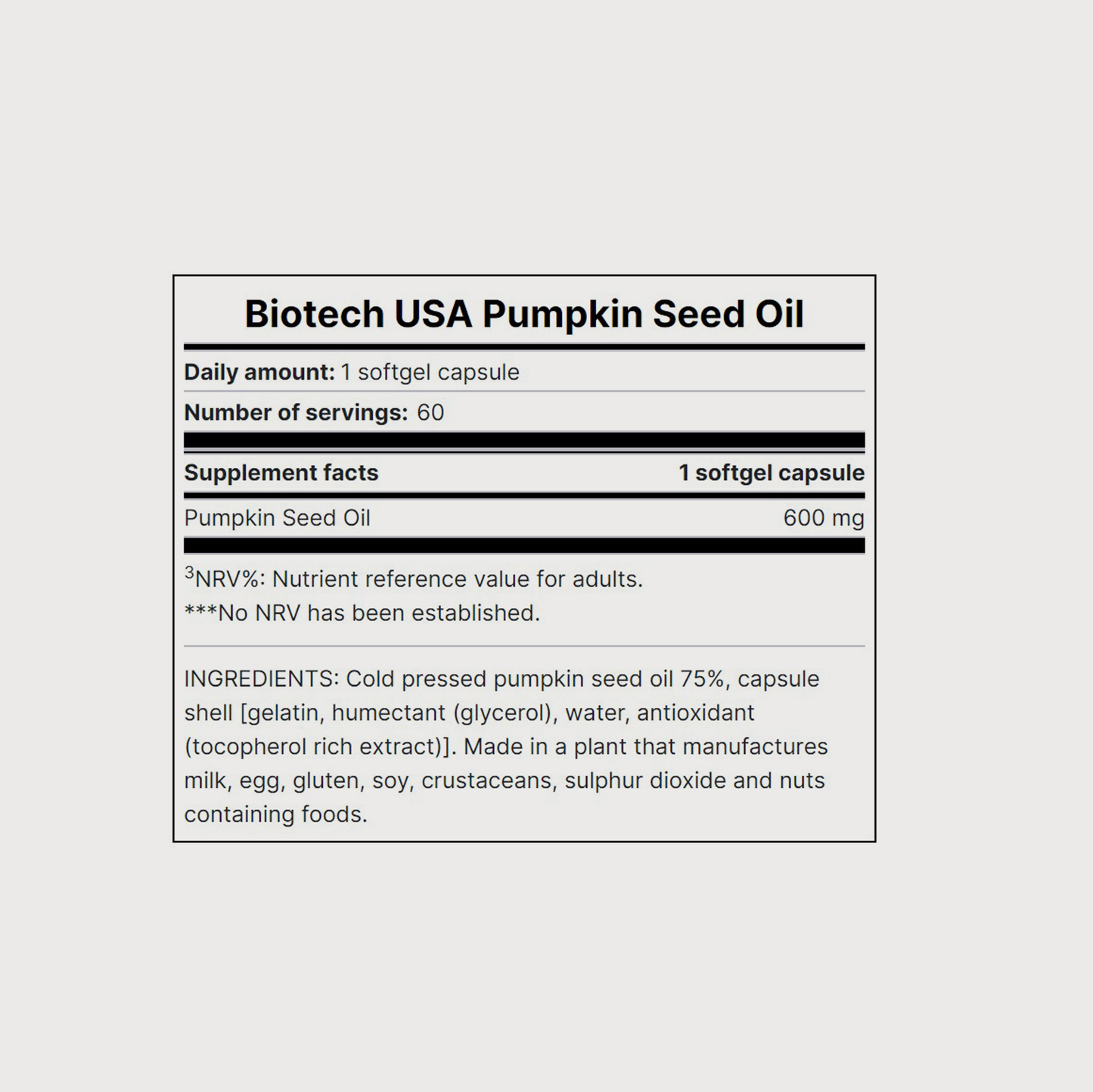 Pumpkin Seed Oil | 60 soft gel capsules