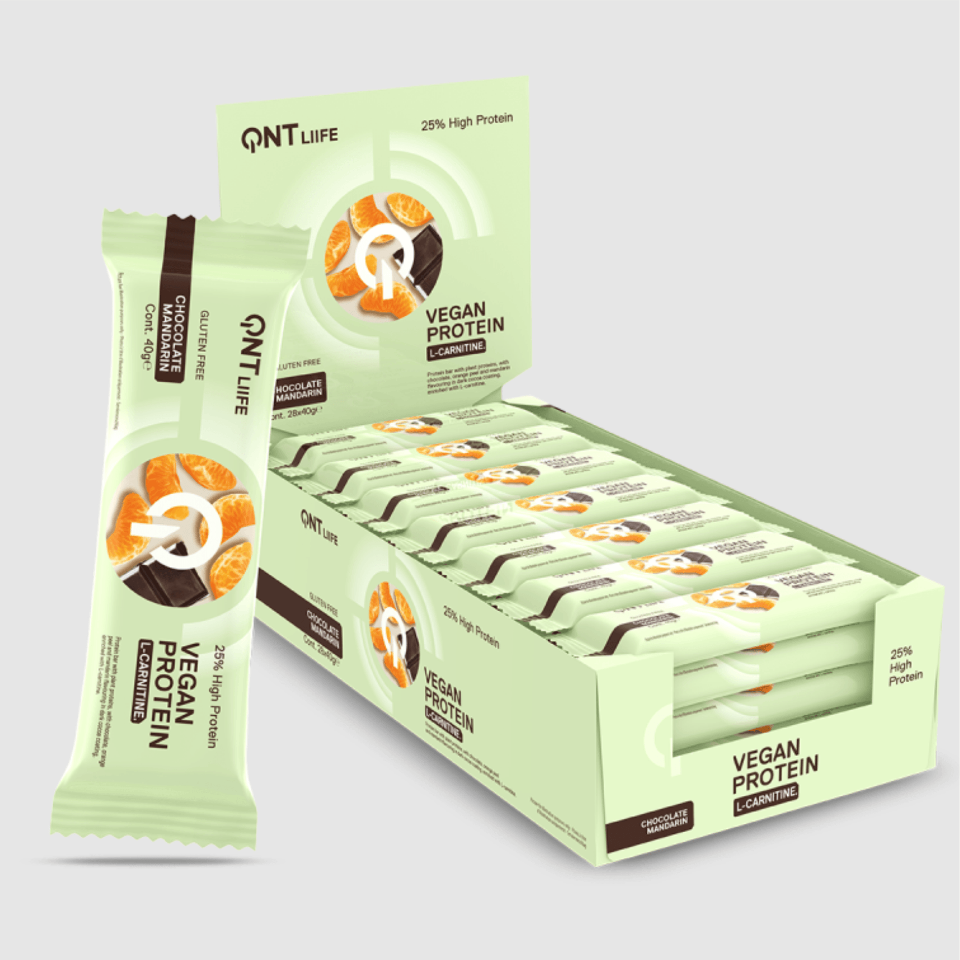 QNT VEGAN PROTEIN BAR WITH L-CARNITINE | 28 X 40 G - QIMIA NUTRITION