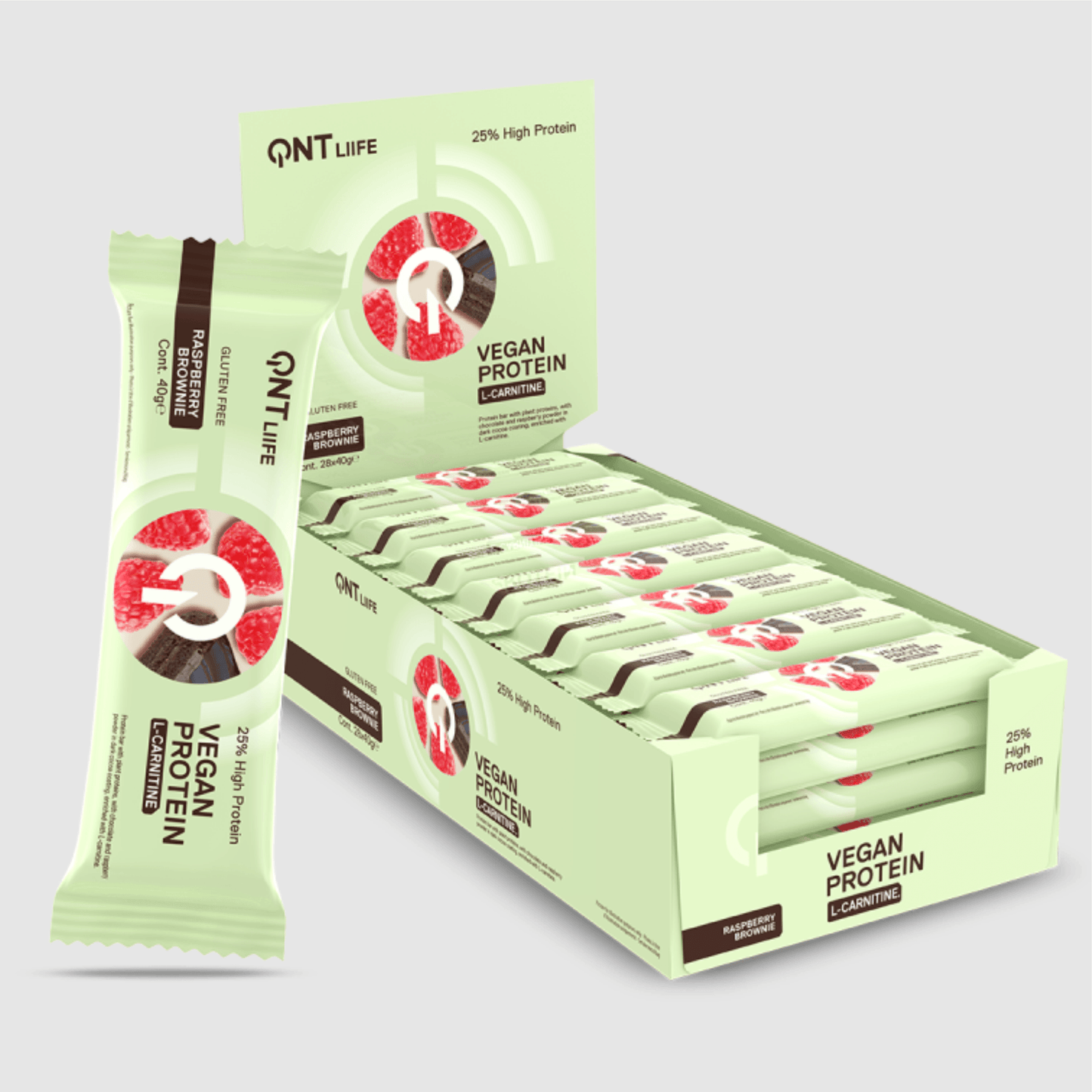 QNT VEGAN PROTEIN BAR WITH L-CARNITINE | 28 X 40 G - QIMIA NUTRITION