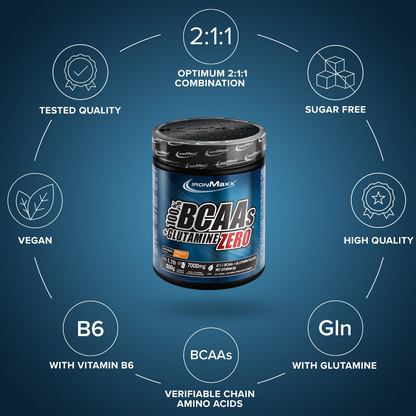 IRONMAXX 100% BCAAs + Glutamine Zero | 500g by IRONMAXX - Premium AMINO ACIDS available at Qimia Nutrition UAE