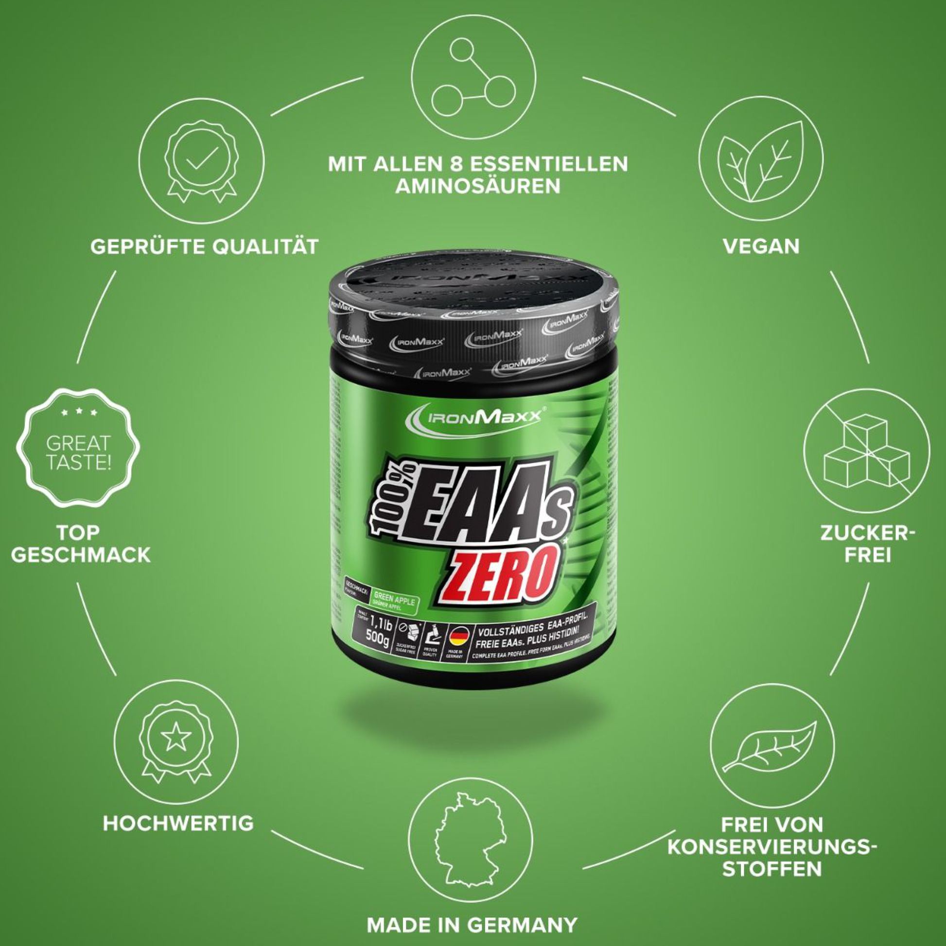 IRONMAXX 100% EAAS ZERO | 500g by IRONMAXX - Premium AMINO ACIDS available at Qimia Nutrition UAE