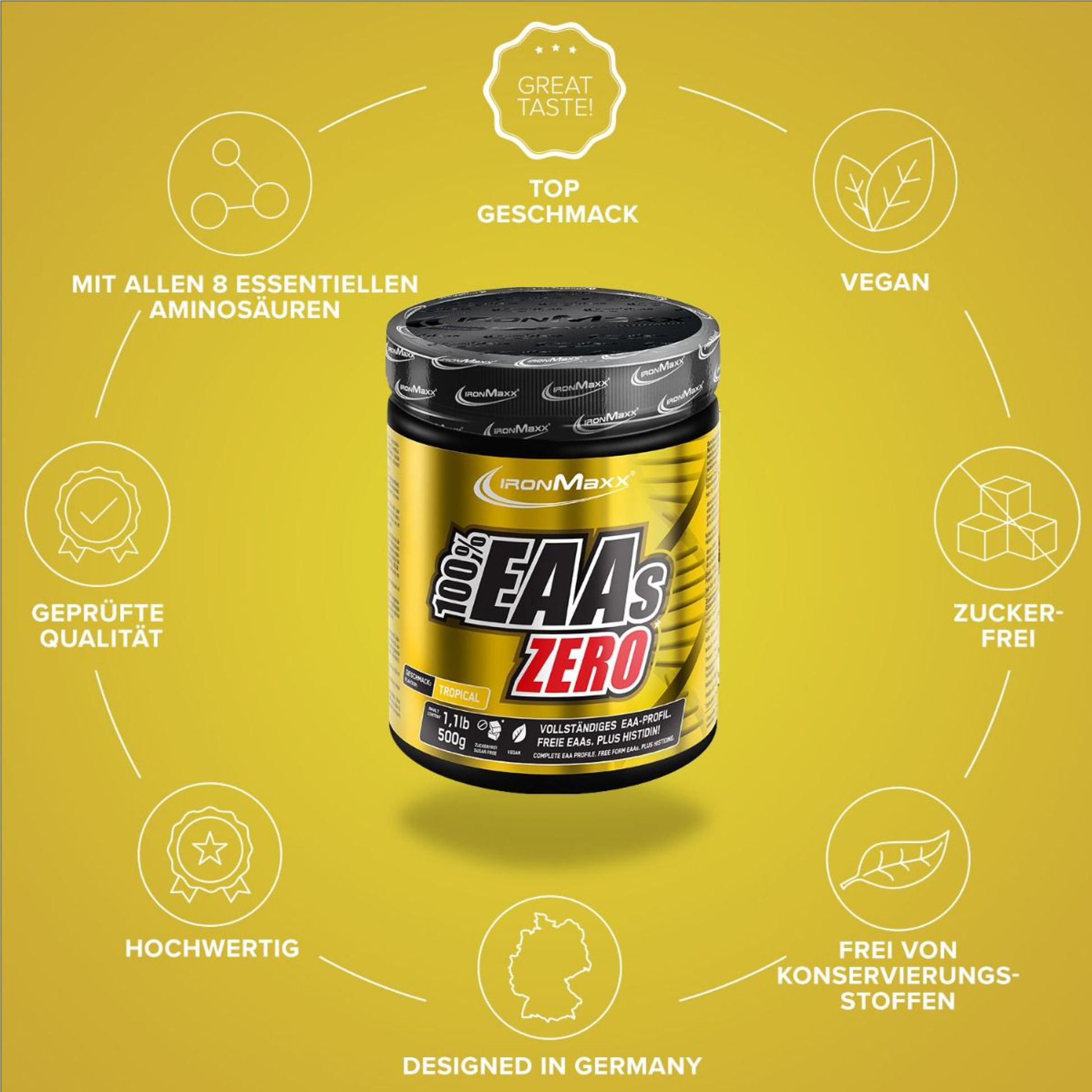IRONMAXX 100% EAAS ZERO | 500g by IRONMAXX - Premium AMINO ACIDS available at Qimia Nutrition UAE