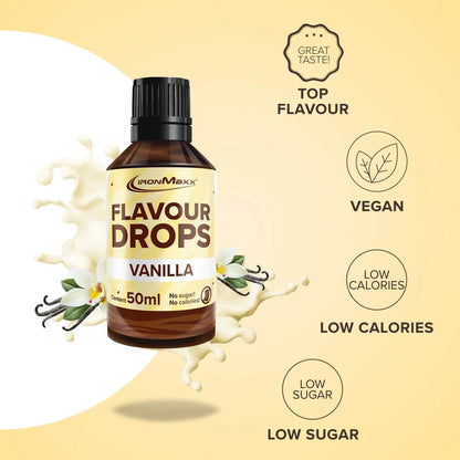 IRONMAXX Flavor Drops | 50ml Bottle | Multiple Flavors, Zero Calorie, Sugar-Free Enhancer - QIMIA NUTRITION
