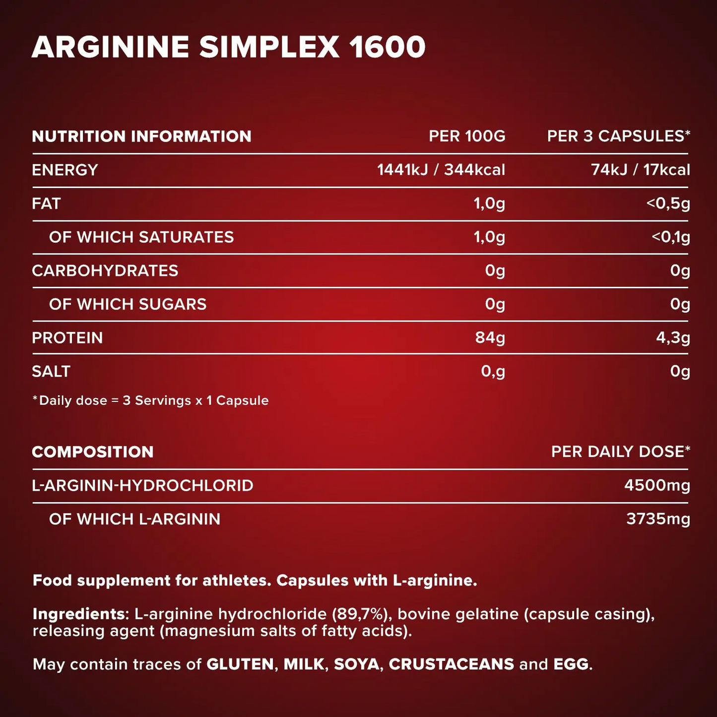 IRONMAXX Arginine Simplex 1600 | 300 TRICAPS by IRONMAXX - Premium ENERGY BOOSTERS available at Qimia Nutrition UAE