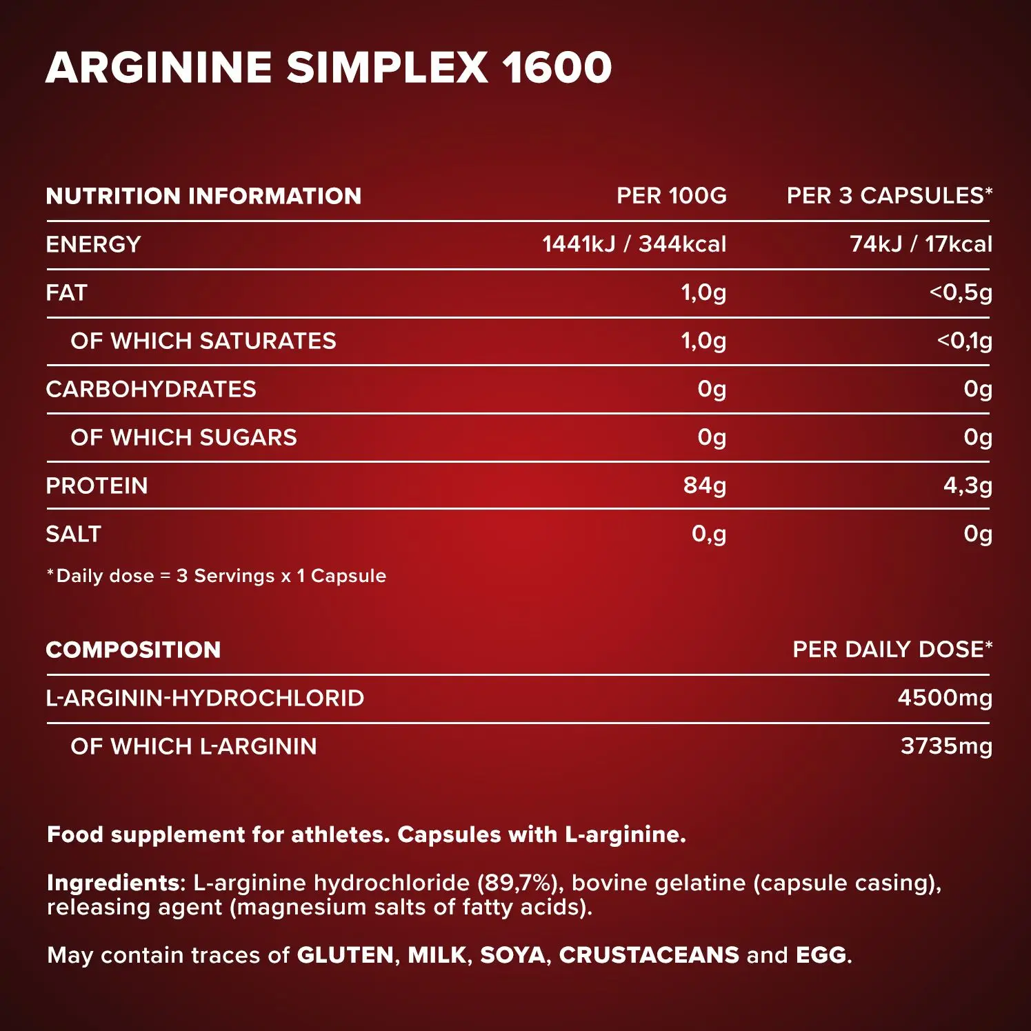 IRONMAXX Arginine Simplex 1600 | 300 TRICAPS by IRONMAXX - Premium ENERGY BOOSTERS available at Qimia Nutrition UAE