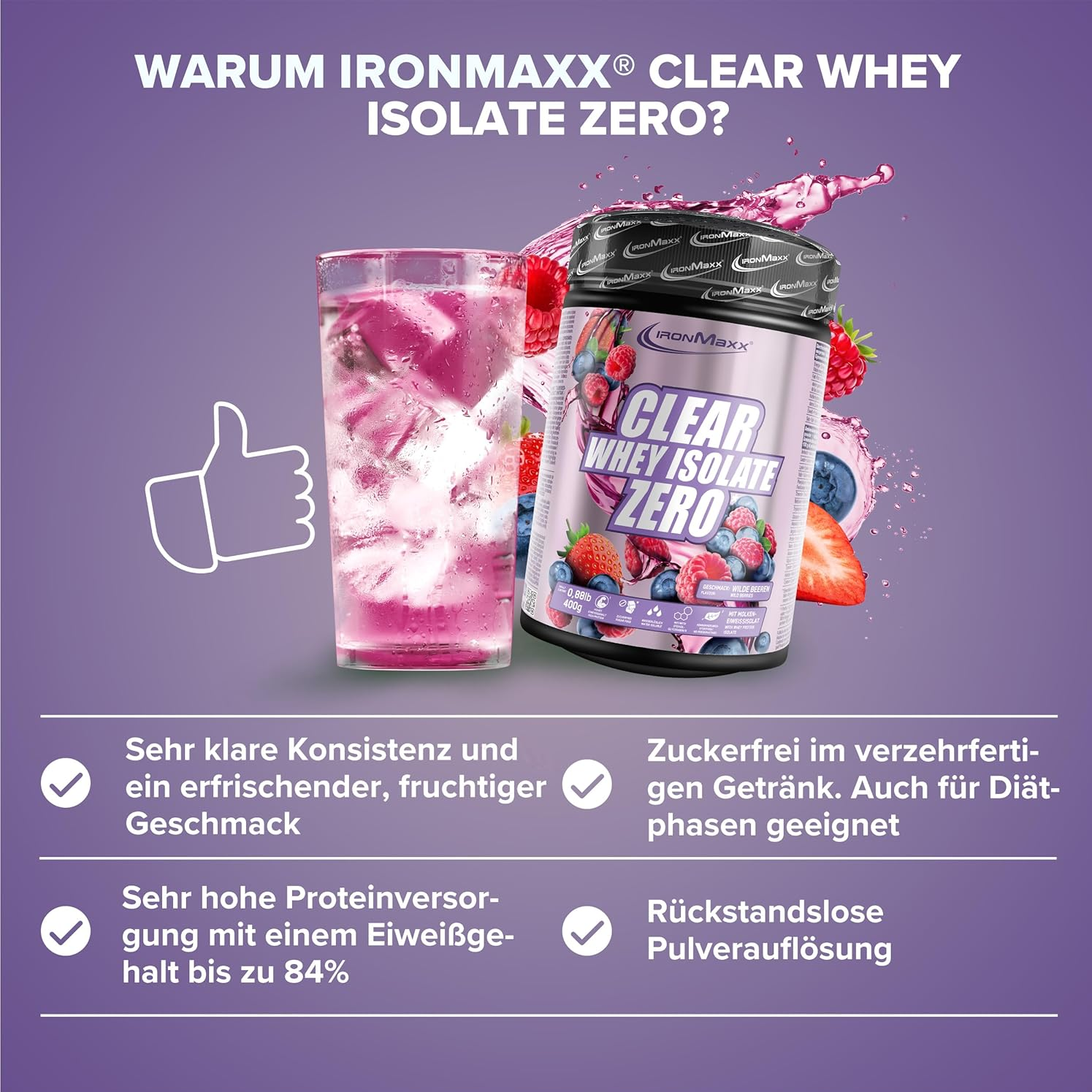 IRONMAXX CLEAR 100% WHEY ISOLATE ZERO | 400g by IRONMAXX - Premium PROTEINS available at Qimia Nutrition UAE