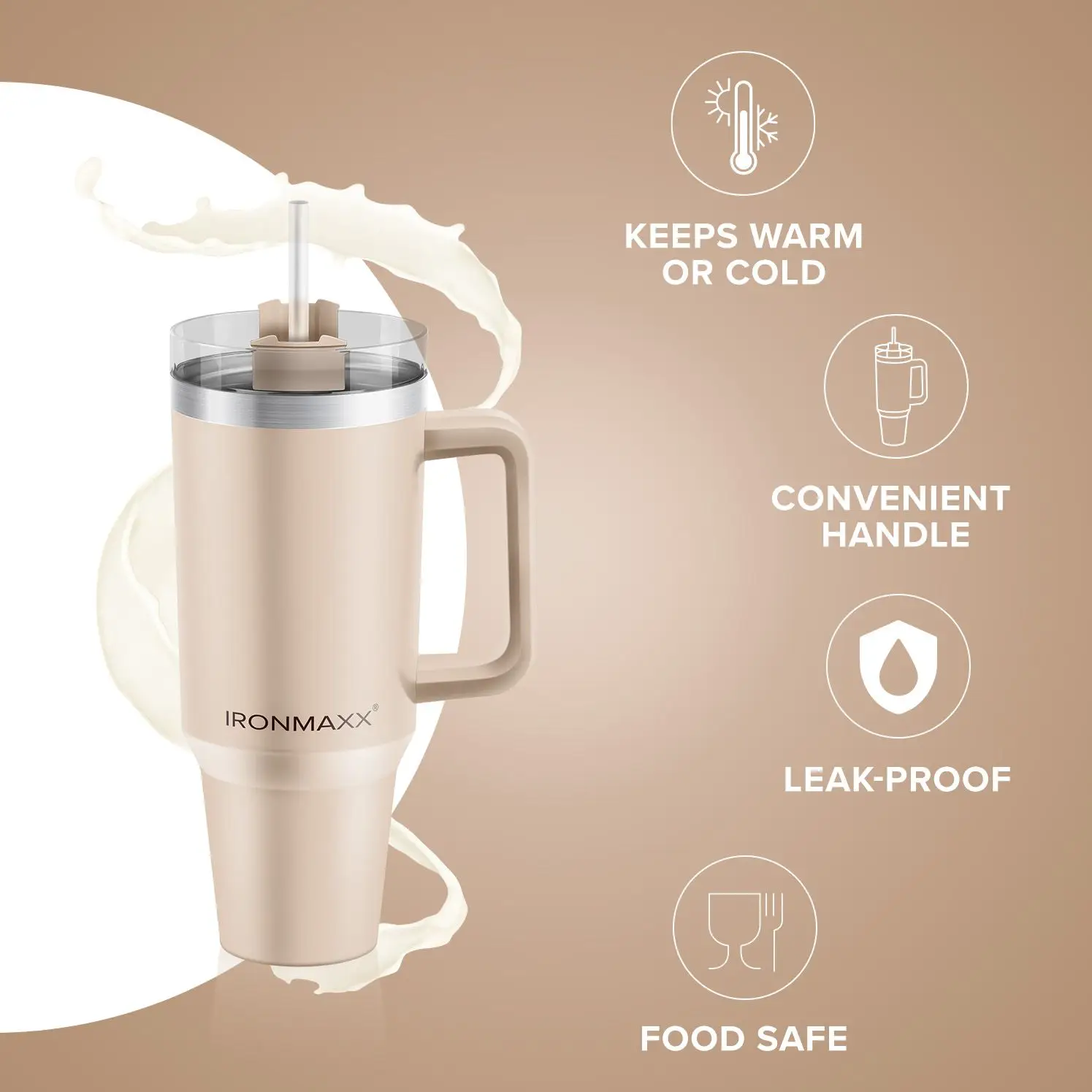 IRONMAXX CUP WITH HANDLE | 1.2L by IRONMAXX - Premium ACCESSORY available at Qimia Nutrition UAE