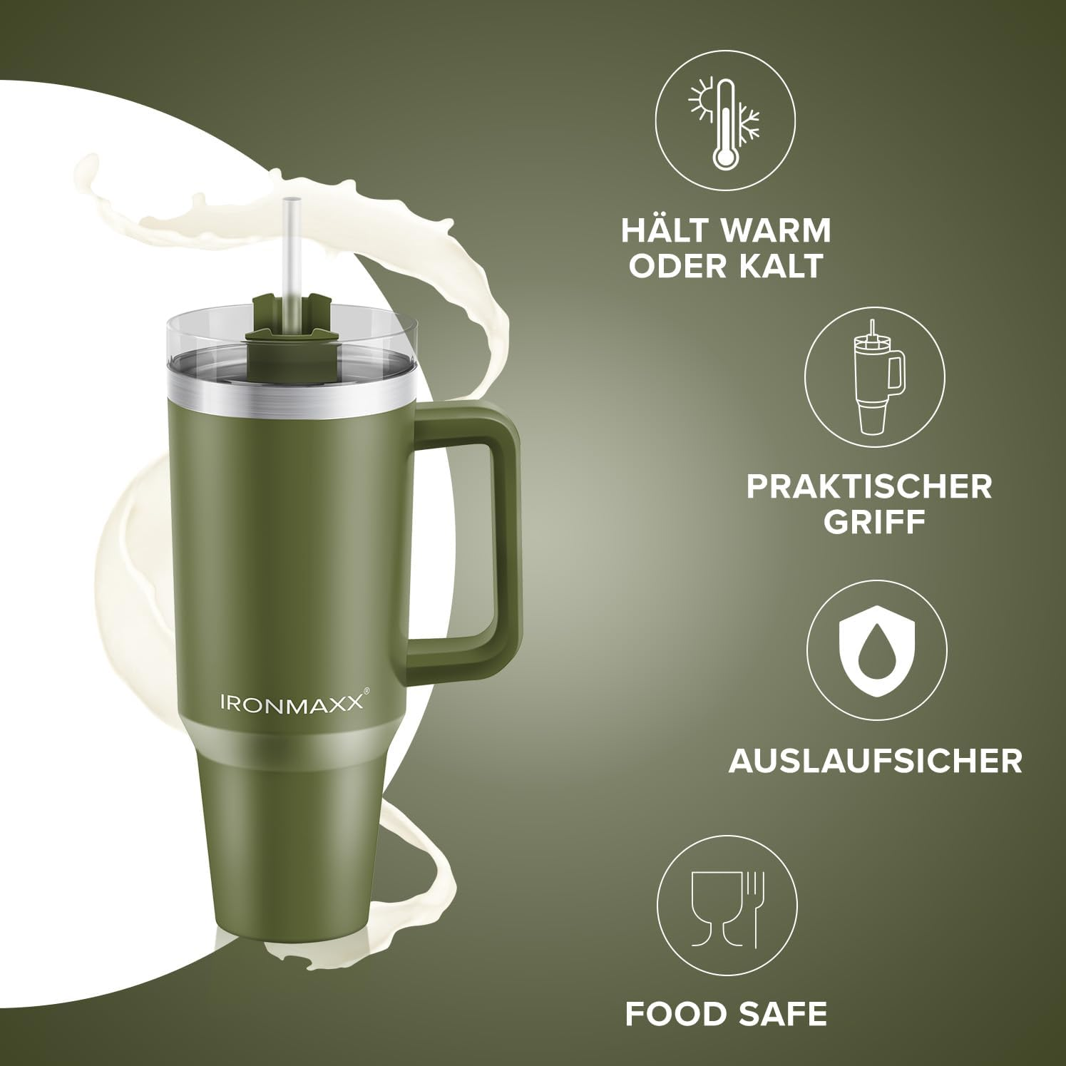 IRONMAXX CUP WITH HANDLE | 1.2L by IRONMAXX - Premium ACCESSORY available at Qimia Nutrition UAE