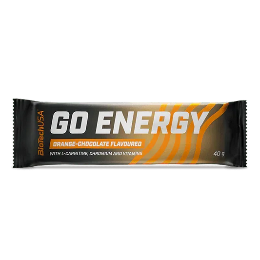 GO ENERGY BAR 40g, pack of 32 | WITH L-CARNITINE, CHROMIUM, VITAMINS AND FRUIT JELLY - Qimia Nutrition
