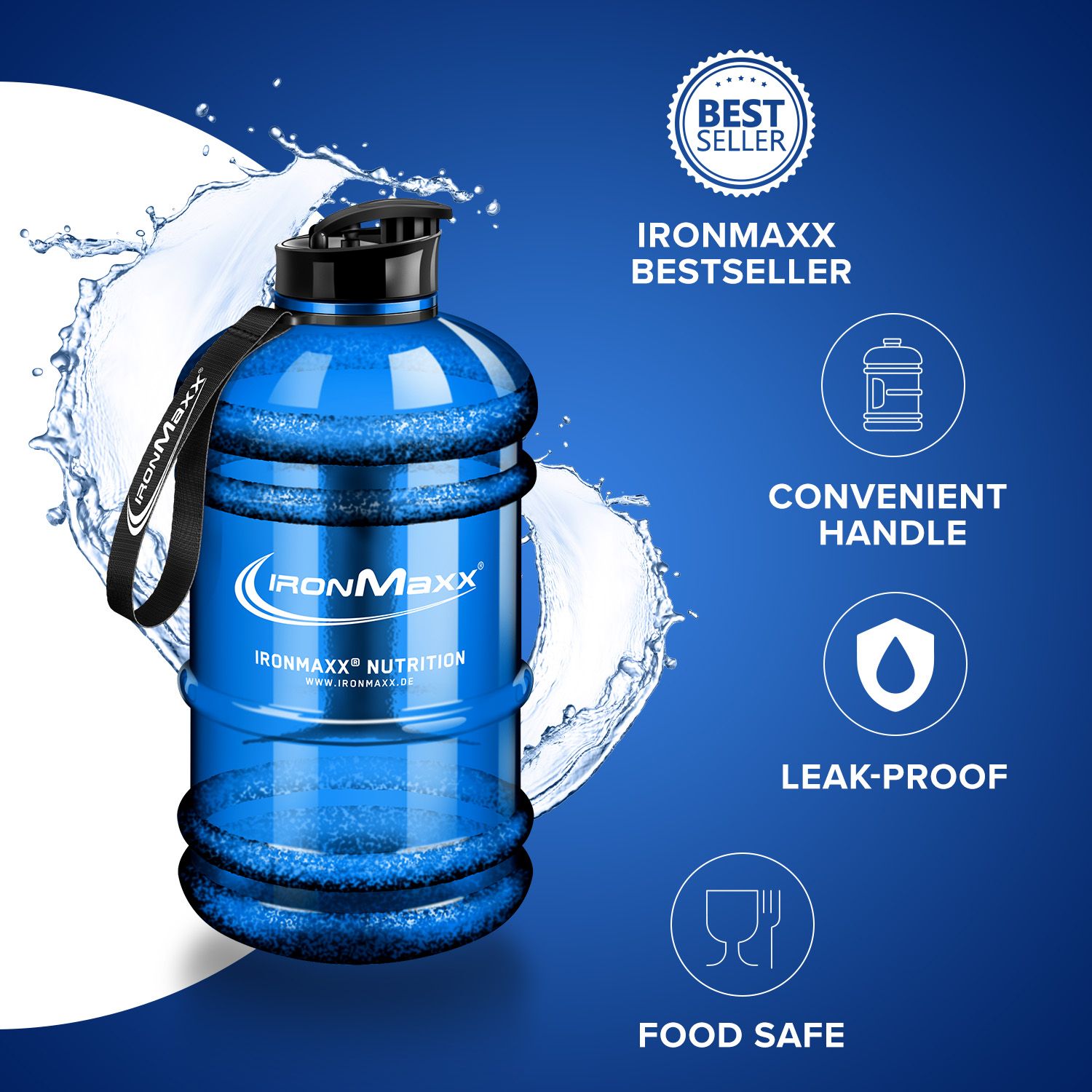 IRONMAXX IM WATER GALLON - 2200ML by IRONMAXX - Premium ACCESSORY available at Qimia Nutrition UAE