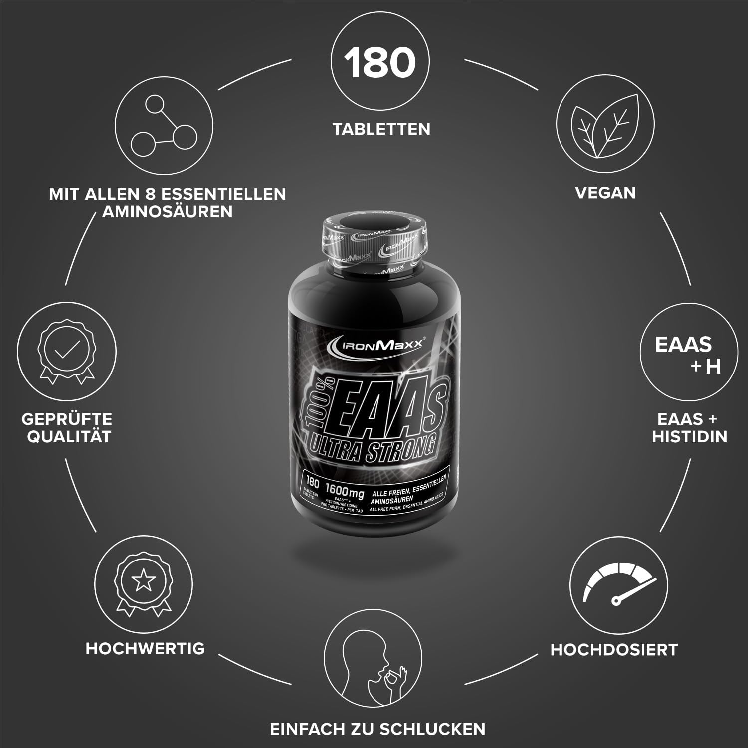 IRONMAXX 100% EAAs Ultra Strong 180 Tablets by IRONMAXX - Premium AMINO ACIDS available at Qimia Nutrition UAE