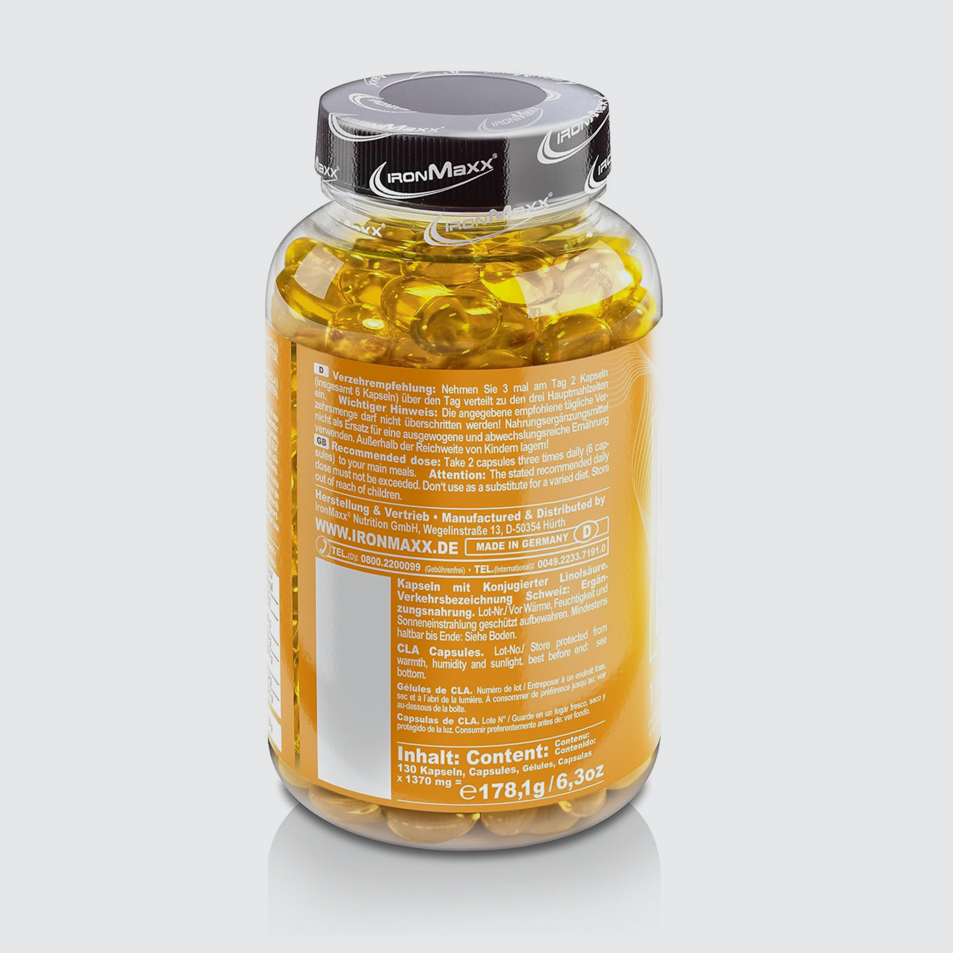 IRONMAXX CLA | 130 caps by IRONMAXX - Premium WEIGHT CONTROL available at Qimia Nutrition UAE