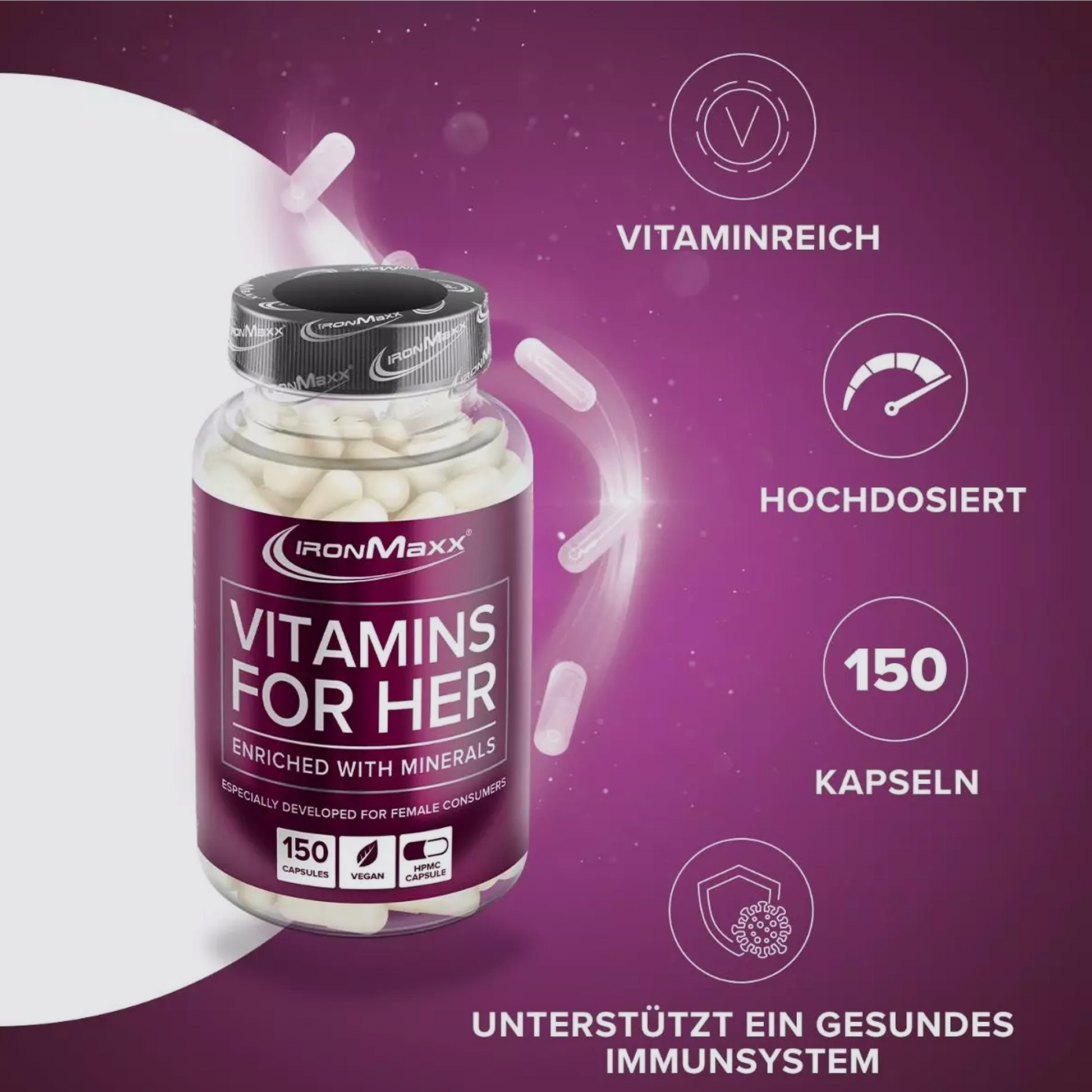 IRONMAXX Vitamins for Her | 150 caps by IRONMAXX - Premium VITAMINS available at Qimia Nutrition UAE
