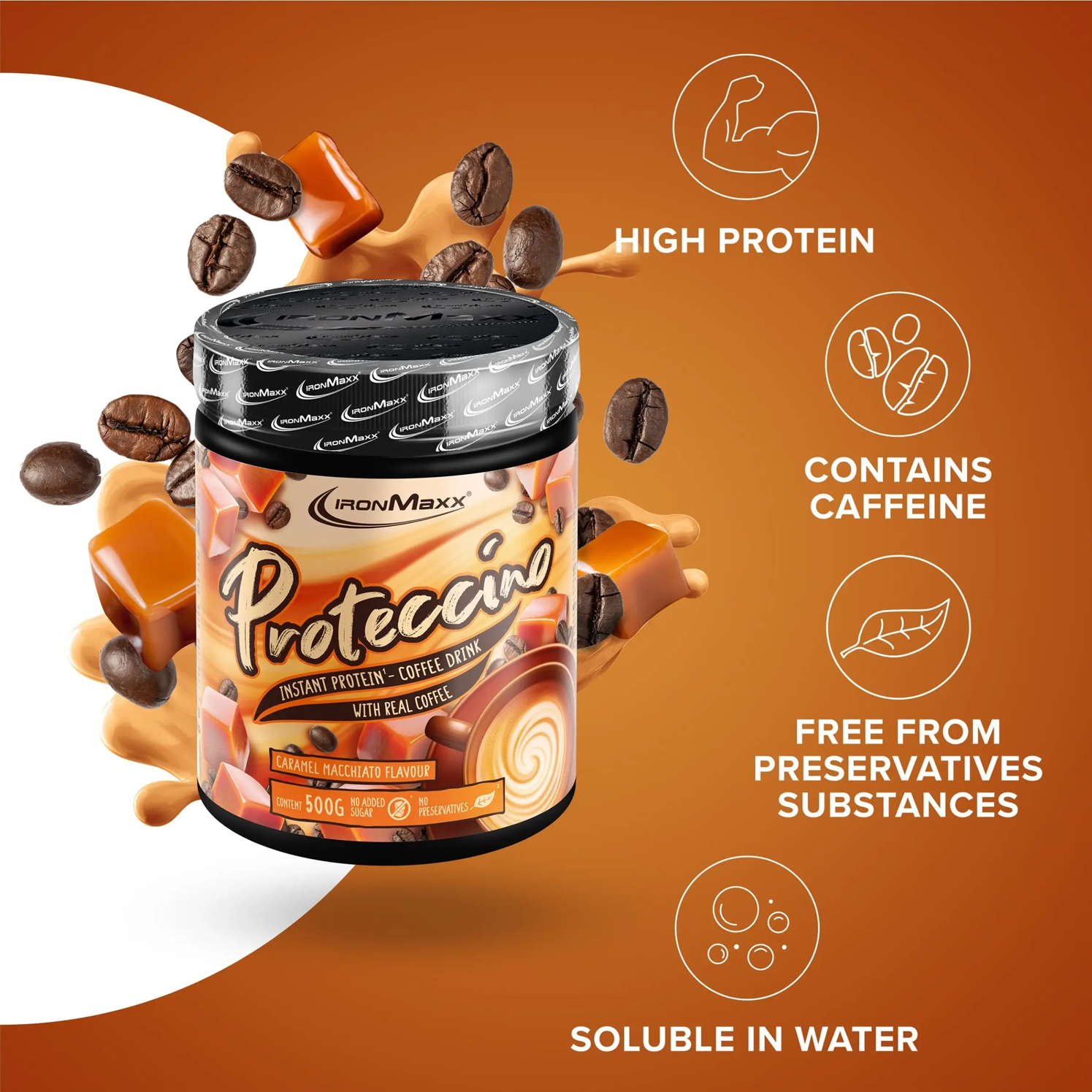 IRONMAXX Proteccino | 500g Tub by IRONMAXX - Premium PROTEINS available at Qimia Nutrition UAE