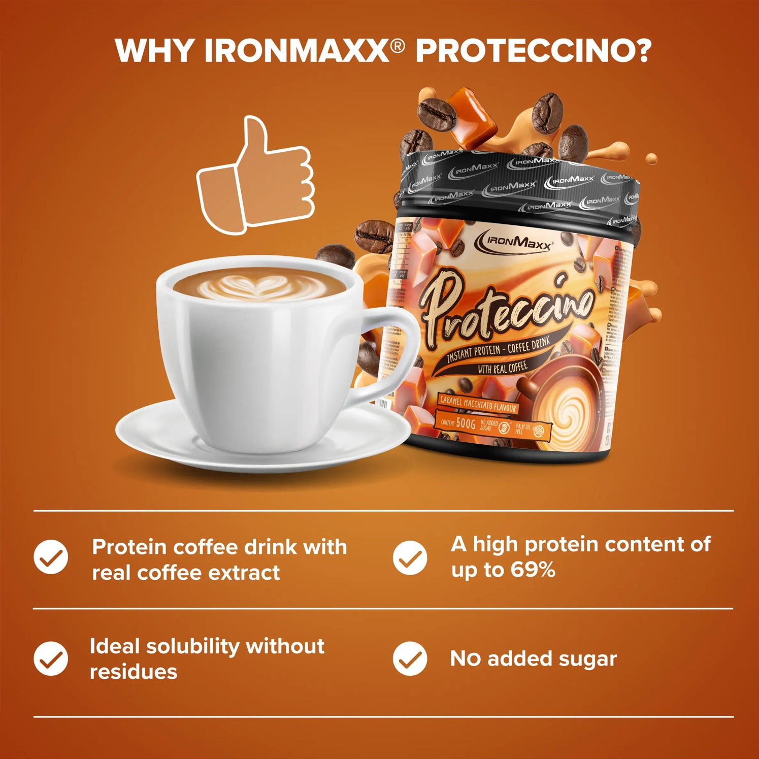 IRONMAXX Proteccino | 500g Tub by IRONMAXX - Premium PROTEINS available at Qimia Nutrition UAE