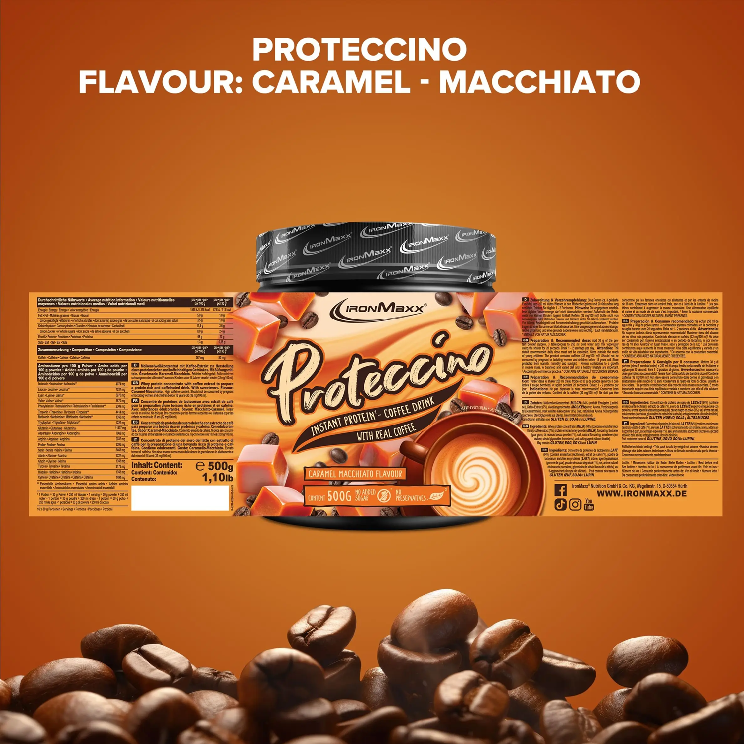 IRONMAXX Proteccino | 500g Tub by IRONMAXX - Premium PROTEINS available at Qimia Nutrition UAE
