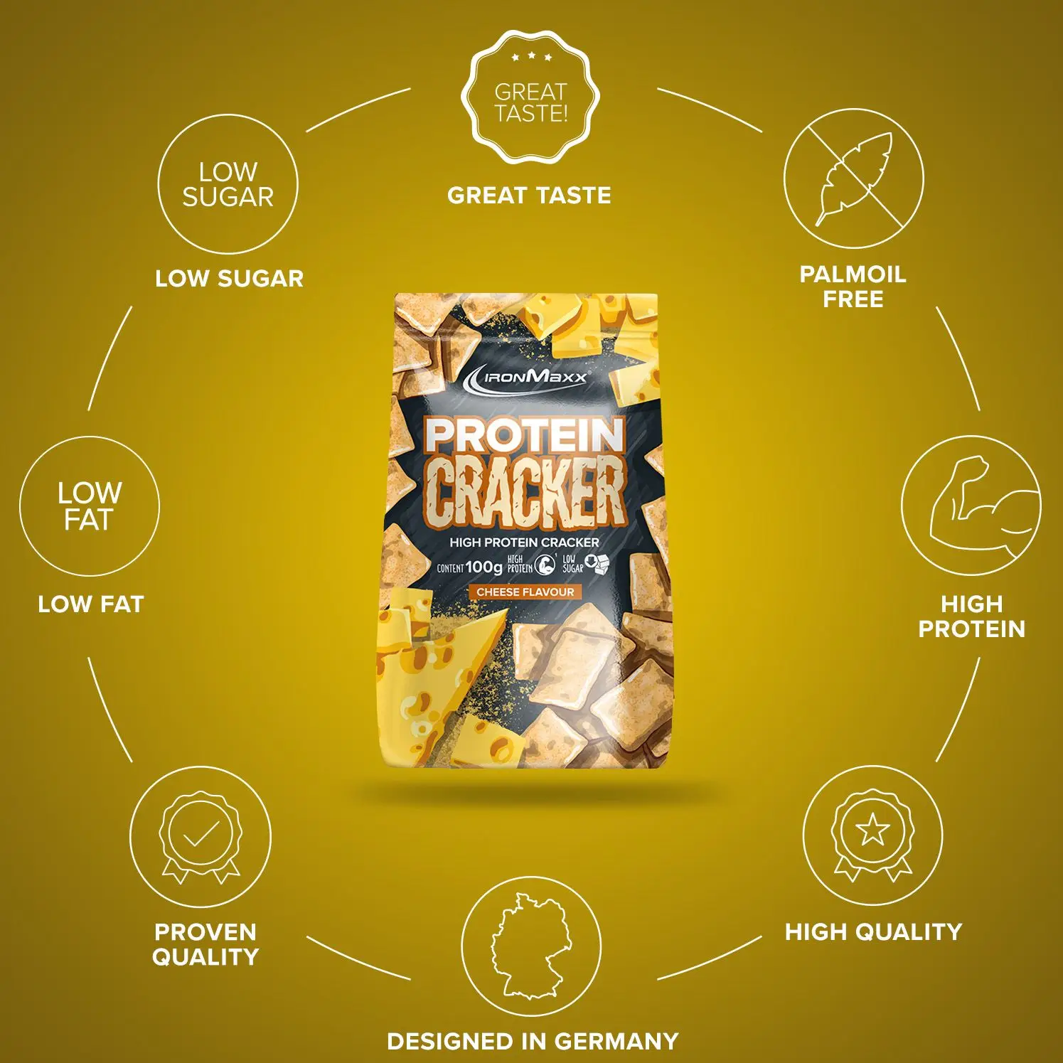 IRONMAXX Protein Cracker | 100g by IRONMAXX - Premium HEALTHY FOODS available at Qimia Nutrition UAE