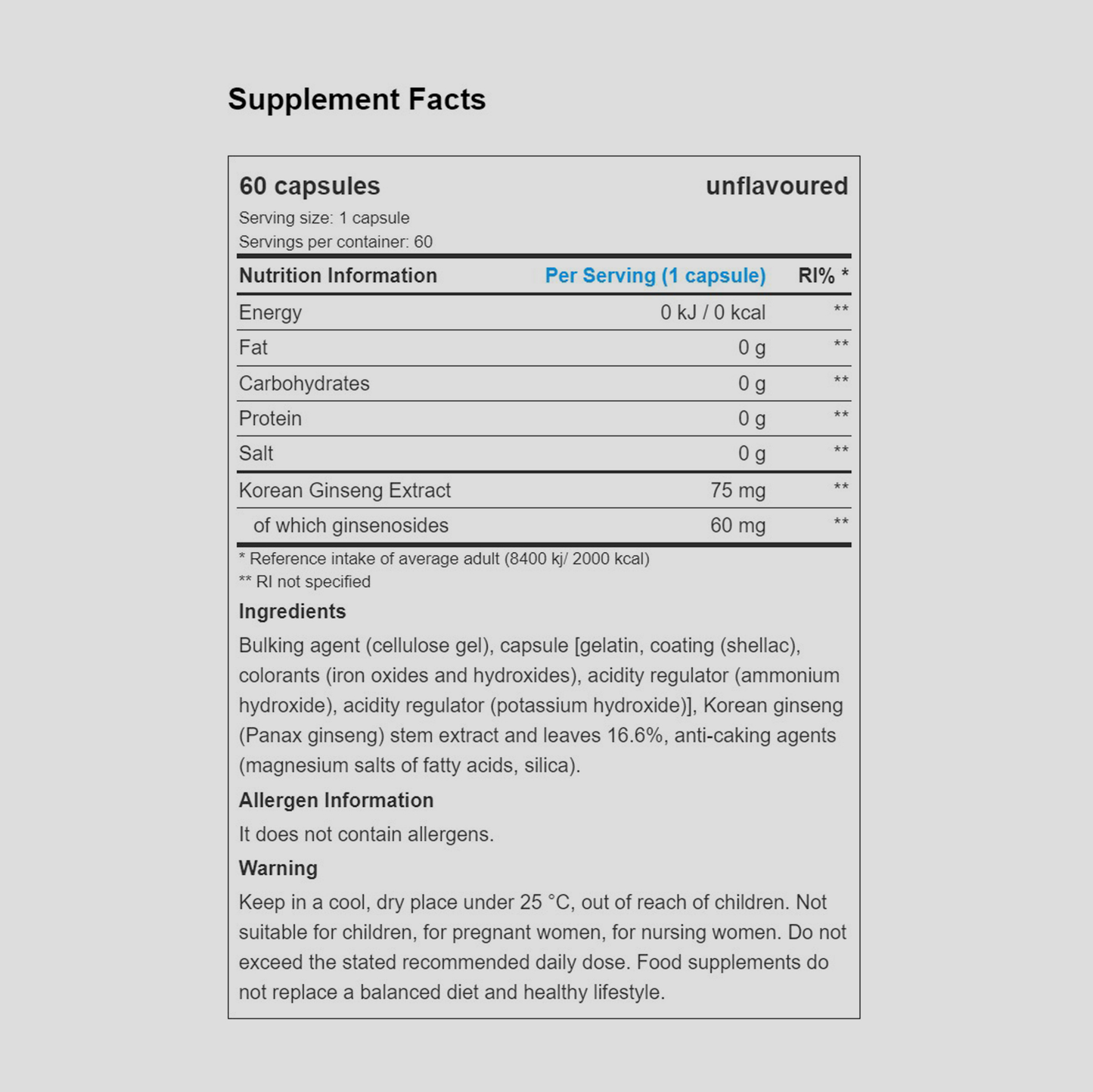 Panax Ginseng | 60 capsules