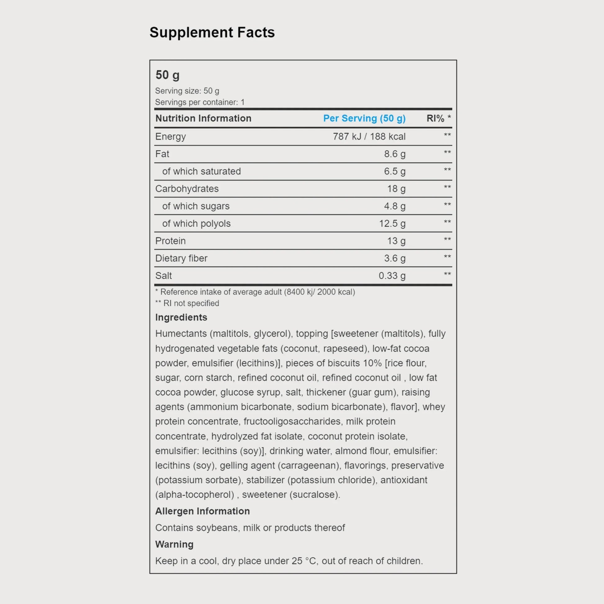 Protein Dessert Bar 50g, pack of 20 | Gluten and palm oil free protein bar - Qimia Nutrition