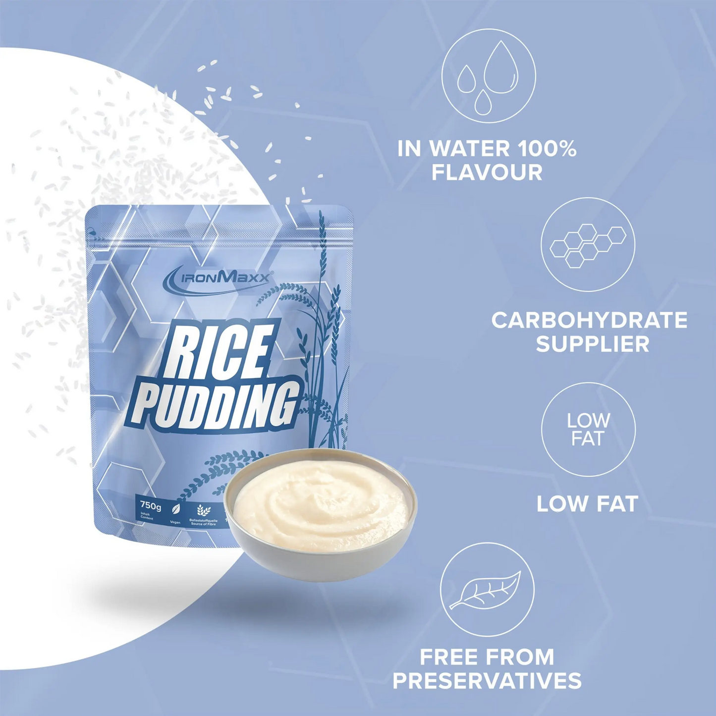 IRONMAXX Rice Pudding | 750g Bag by IRONMAXX - Premium HEALTHY FOODS available at Qimia Nutrition UAE