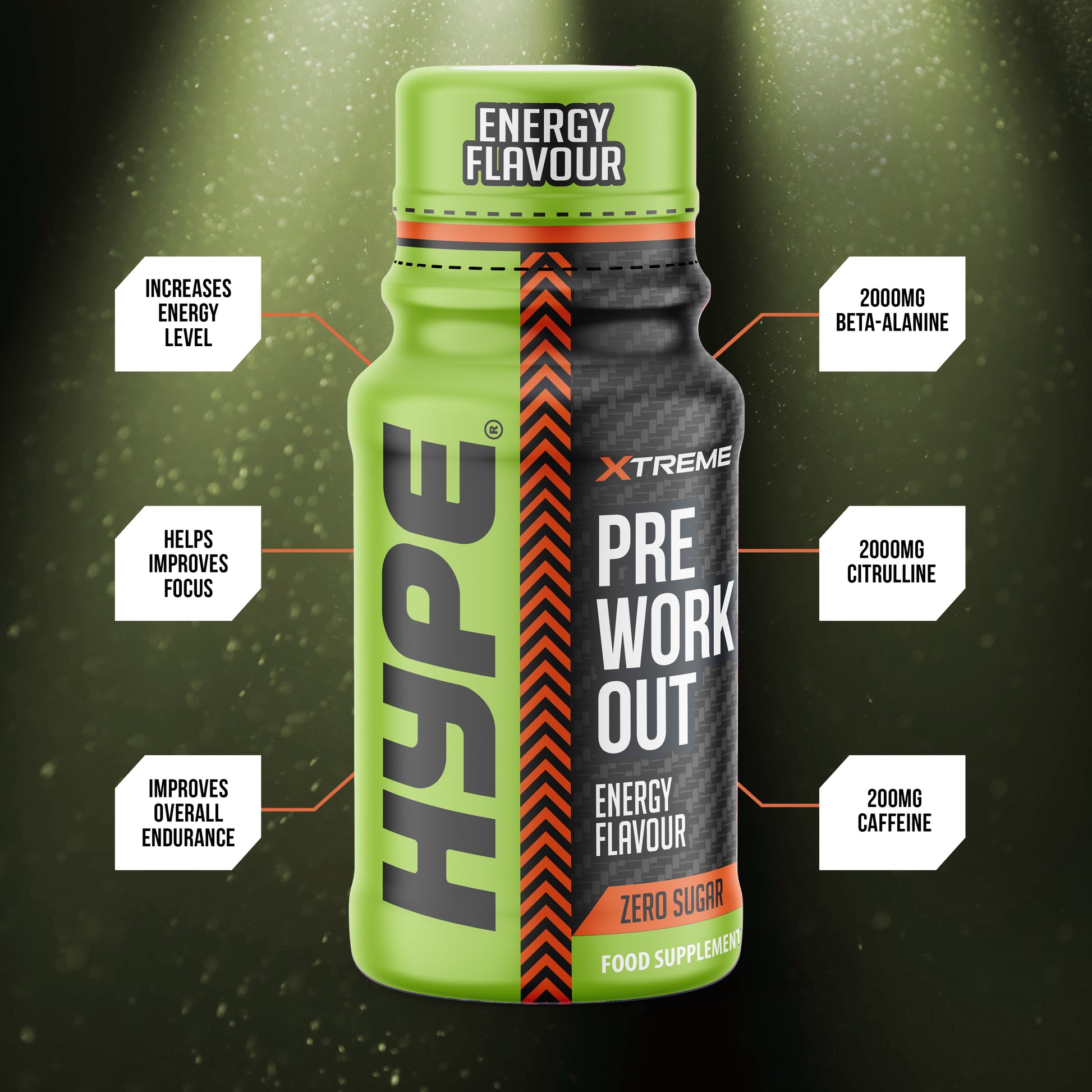 HYPE Xtreme Pre-Workout Shots | 12 x 60ml | Multiple Flavours, Intense Energy & Focus Drink - QIMIA NUTRITION
