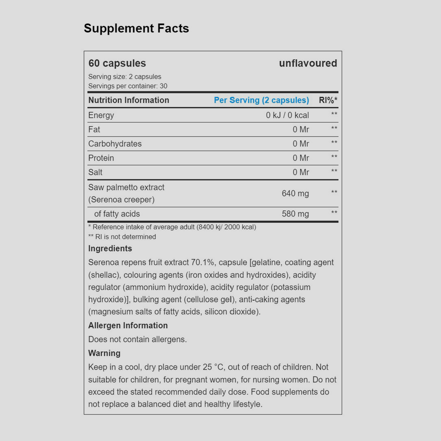 Saw Palmetto | 60 mega capsules