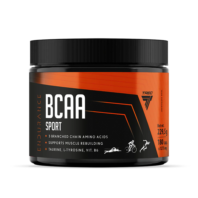 TREC NUTRITION BCAA Sport | 180 Capsules | With BCAAs, Taurine, L-Tyrosine & Vitamin B6 - QIMIA NUTRITION
