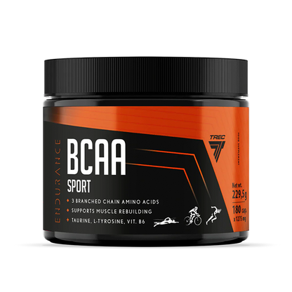 TREC NUTRITION BCAA Sport | 180 Capsules | With BCAAs, Taurine, L-Tyrosine & Vitamin B6 - QIMIA NUTRITION