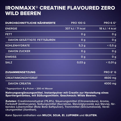 IRONMAXX CREATINE FLAVOURED ZERO | 250g by IRONMAXX - Premium CREATINES available at Qimia Nutrition UAE