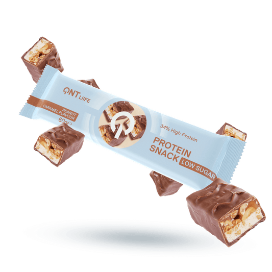 Protein Snack Bar Peanut Caramel | 12 x 60g | 20g Protein, Low Sugar - QIMIA NUTRITION